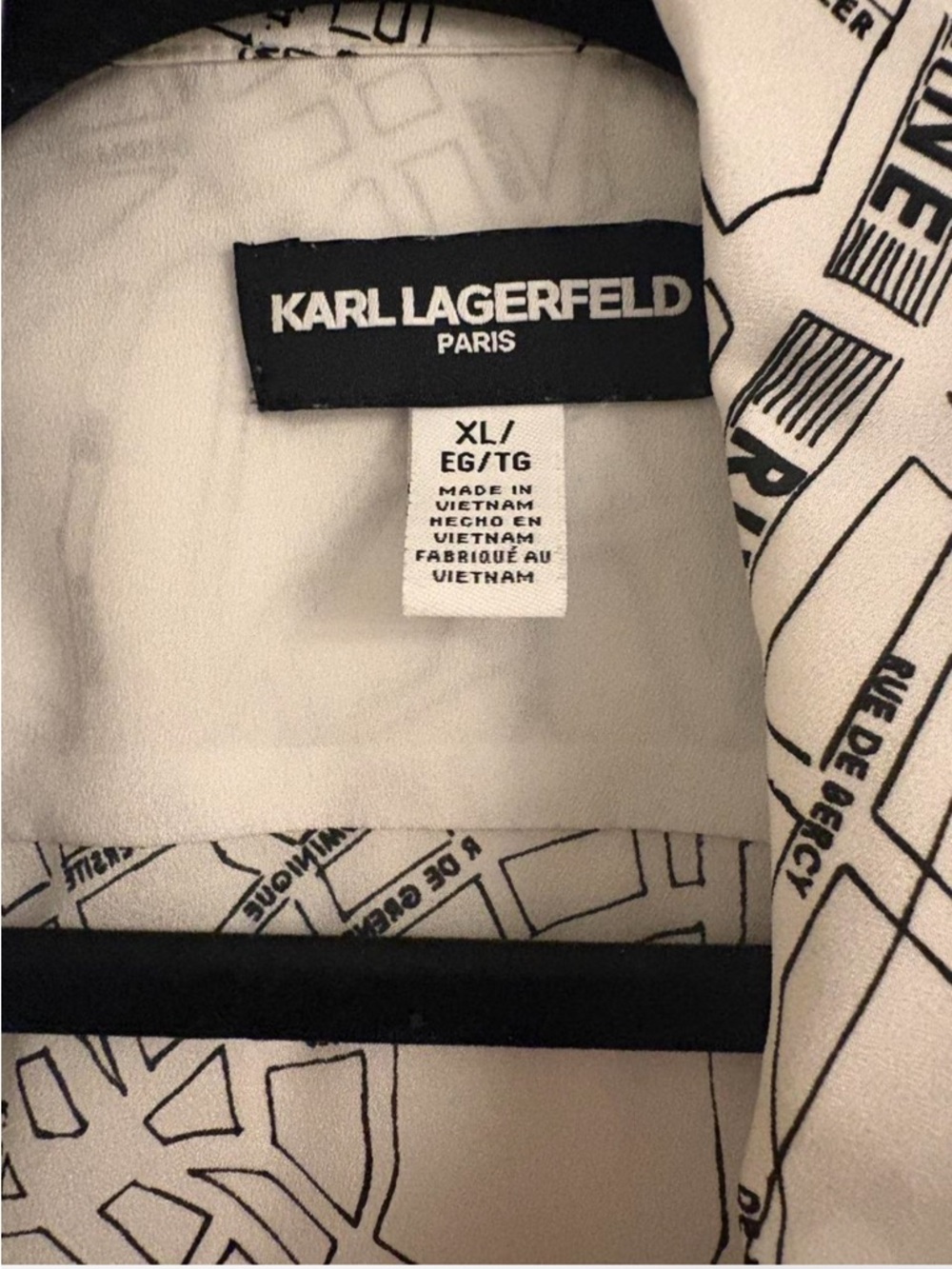 Karl Lagerfeld Beige Jacket with Black Map Print - Picture 4 of 4